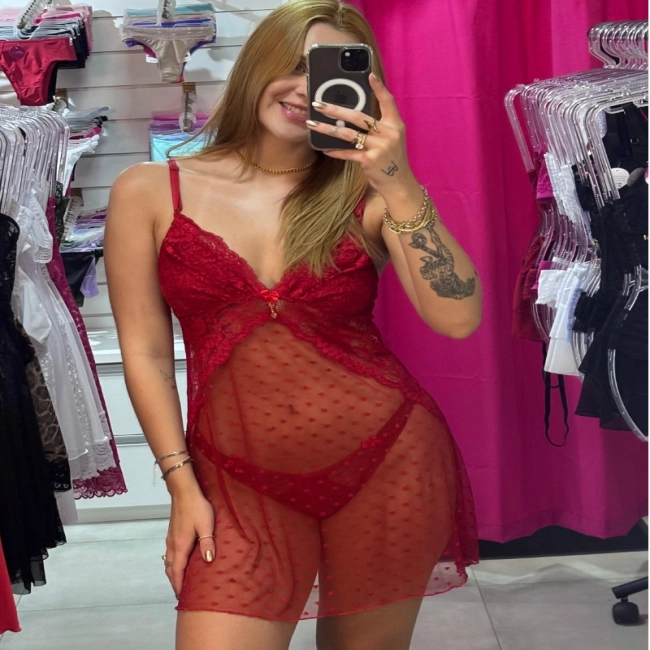 Camisola de tule coração 